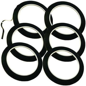 GoProver 6 Pack 3mm 1/8 inch Lightning Width Graphic Tape Whiteboard Tape Self Adhesive Chart Line Tape Grid Marking Tapes Gridding Tape Art Artist Tape, 108 Feet Feet Long per Roll