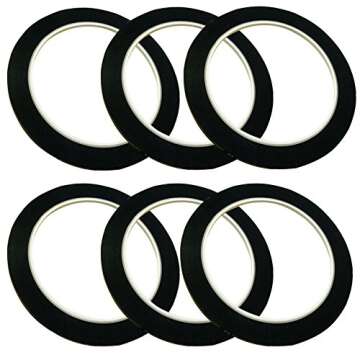 GoProver 6 Pack 3mm 1/8 inch Lightning Width Graphic Tape Whiteboard Tape Self Adhesive Chart Line Tape Grid Marking Tapes Gridding Tape Art Artist Tape, 108 Feet Feet Long per Roll