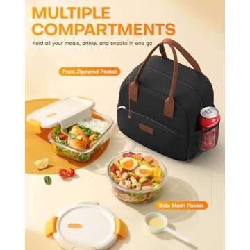 HOTOR Insulated Lunch Bag - Portable, Durable, & Spacious for Meals