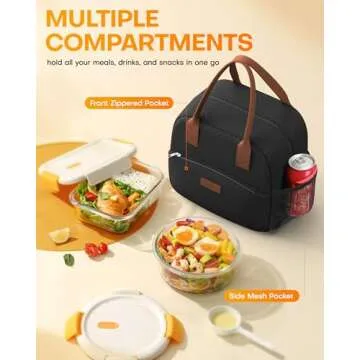 HOTOR Insulated Lunch Bag - Portable, Durable, & Spacious for Meals