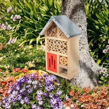 Niteangel Natural Wooden Insect Hotel, Garden Insect House for Ladybugs, lacewings, Butterfly, Bee, Bug