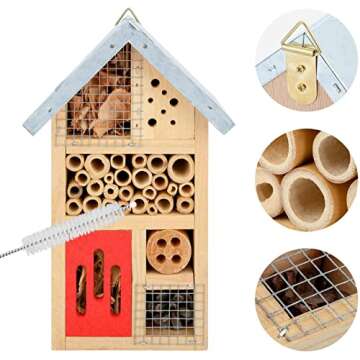 Niteangel Natural Wooden Insect Hotel, Garden Insect House for Ladybugs, lacewings, Butterfly, Bee, Bug