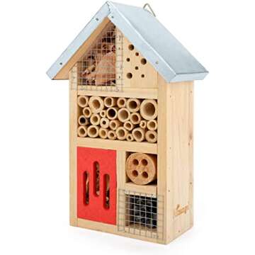 Niteangel Natural Wooden Insect Hotel, Garden Insect House for Ladybugs, lacewings, Butterfly, Bee, Bug