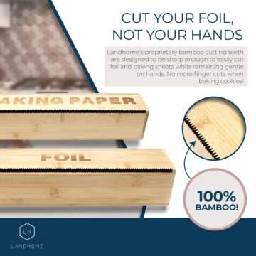 LandHome Bamboo Wrap Dispenser - Eco-Friendly Kitchen Storage