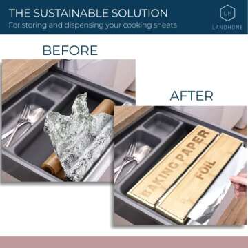 LandHome Bamboo Wrap Dispenser - Eco-Friendly Kitchen Storage