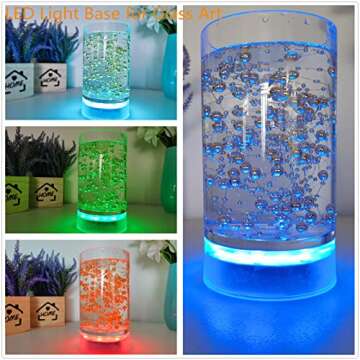 LARDUX Rechargeable LED Light Base with Remote - 4 Inches Round LED Light Display Pedestal Multicolor Light for Vase Crystal Art Home Party Table Wedding Centerpiece Decoration