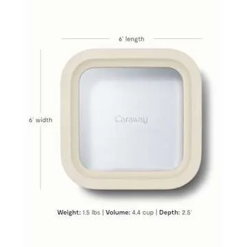 Caraway Glass 4.4 Cup Food Container - Ceramic Coated for Nonstick Storage with Glass Lids - Dishwasher, Oven & Microwave Safe