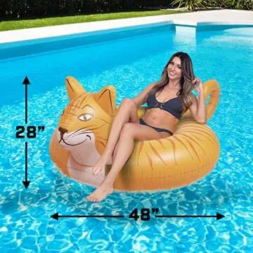 GoFloats Meowzers the Cat Party Tube Inflatable Raft, Float in Style (for Adults and Kids)