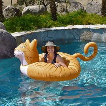 GoFloats Meowzers the Cat Party Tube Inflatable Raft, Float in Style (for Adults and Kids)