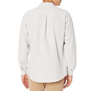 Amazon Essentials Men's Long-Sleeve Regular-Fit Stretch Oxford Shirt (Available in Big & Tall), Light Grey White Vertical Stripe, 4X-Large Big