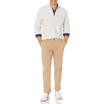 Amazon Essentials Men's Long-Sleeve Regular-Fit Stretch Oxford Shirt (Available in Big & Tall), Light Grey White Vertical Stripe, 4X-Large Big