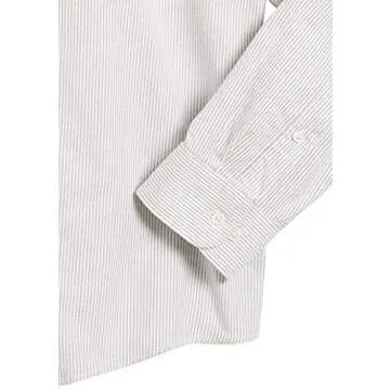 Amazon Essentials Men's Long-Sleeve Regular-Fit Stretch Oxford Shirt (Available in Big & Tall), Light Grey White Vertical Stripe, 4X-Large Big