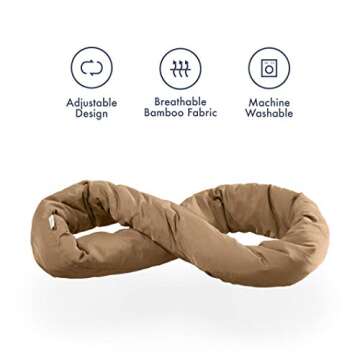 Huzi Infinity Pillow - Travel Neck Pillow - Versatile Soft 360 Support Scarf - Machine Washable - Home Travel Flight Road Trips (Tan)