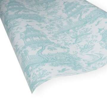 Caspari Chinoiserie Toile Reversible Gift Wrapping Paper in Robin's Egg - 30" x 8' Roll