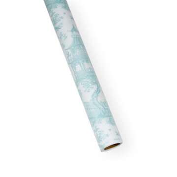Caspari Chinoiserie Toile Reversible Gift Wrapping Paper in Robin's Egg - 30" x 8' Roll