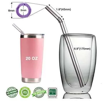 Colored Reusable Glass Straws - Eco Friendly & BPA Free