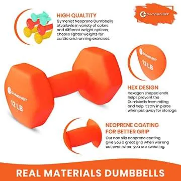 GYMENIST 7 LB Neoprene Coated Dumbbell Set for Home Workouts