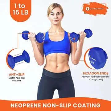 GYMENIST 7 LB Neoprene Coated Dumbbell Set for Home Workouts