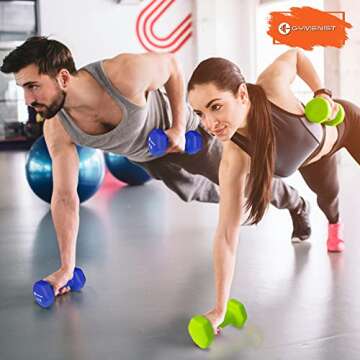 GYMENIST 7 LB Neoprene Coated Dumbbell Set for Home Workouts