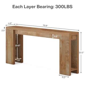 Tribesigns 70.9-Inch Extra Long Console Table, Farmhouse Wood Sofa Table Behind Couch, Narrow Entryw...