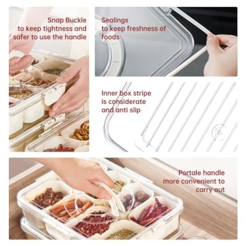 ALEXPRE Divided Serving Tray with Lid for Snacks and Food