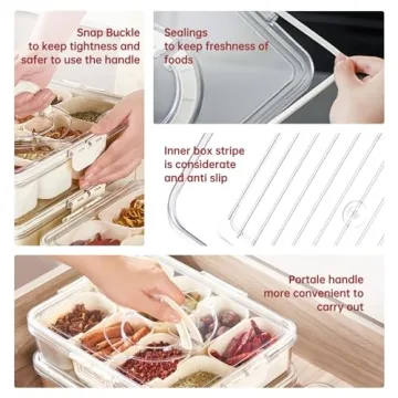 ALEXPRE Divided Serving Tray with Lid for Snacks and Food