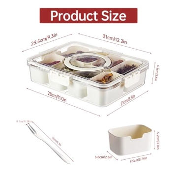 ALEXPRE Divided Serving Tray with Lid for Snacks and Food