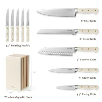 Razor-Sharp CAROTE 11PCS Kitchen Knife Set with Block
