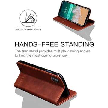 SINIANL iPhone X Leather Wallet Case with Card Slots