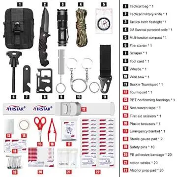 ETROL 22-in-1 Emergency Survival Kit & First Aid Kit, Upgraded Portable Tactical Molle Pouch for Camping, Earthquake, Boat, Hiking, Backpacking - Fire Starter, Tourniquet, Compass, Flashlight and More