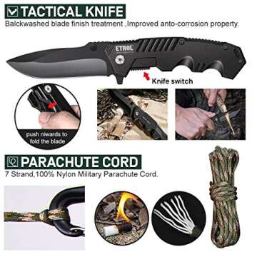 ETROL 22-in-1 Emergency Survival Kit & First Aid Kit, Upgraded Portable Tactical Molle Pouch for Camping, Earthquake, Boat, Hiking, Backpacking - Fire Starter, Tourniquet, Compass, Flashlight and More