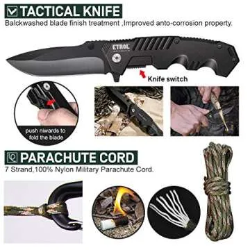 ETROL 22-in-1 Emergency Survival Kit & First Aid Kit, Upgraded Portable Tactical Molle Pouch for Camping, Earthquake, Boat, Hiking, Backpacking - Fire Starter, Tourniquet, Compass, Flashlight and More