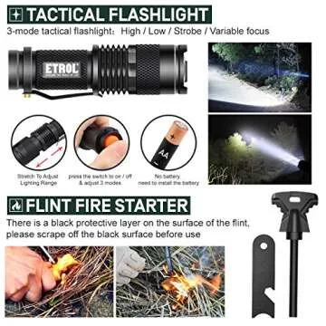 ETROL 22-in-1 Emergency Survival Kit & First Aid Kit, Upgraded Portable Tactical Molle Pouch for Camping, Earthquake, Boat, Hiking, Backpacking - Fire Starter, Tourniquet, Compass, Flashlight and More