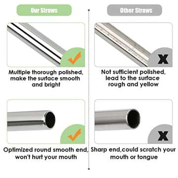 20 Pack Reusable Stainless Steel Metal Straws,10.5" & 8.5" Reusable Drinking Straws with 20 Silicone Tips 5 Straw Brushes 1 Travel Case,Eco Friendly Extra Long Metal Straw Fit for 20 24 30 oz Tumbler