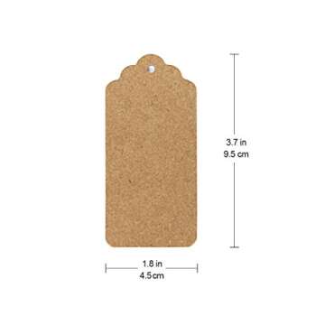 300 Feet Natural Jute Twine and 100PCS Brown Rectangle Kraft Paper Gift Tags for Crafts & Price Tags...