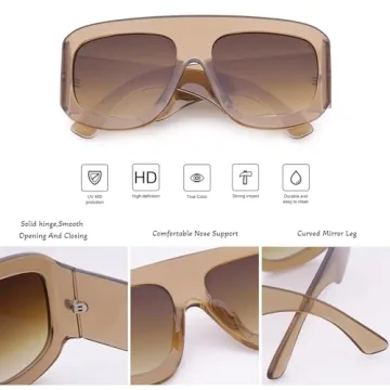 Stylish Haqptul Oversized Square Aviator Sunglasses for Everyone