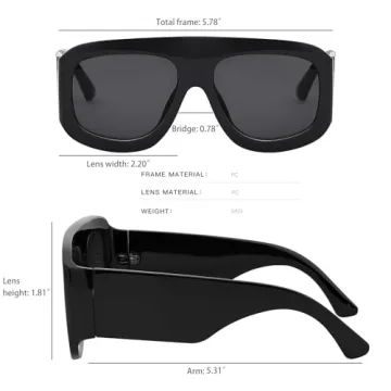 Stylish Haqptul Oversized Square Aviator Sunglasses for Everyone