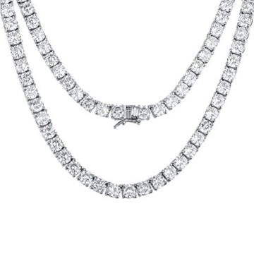 MDFUN Tennis Necklace 18K White Gold Plated 6mm Brilliant Cut
