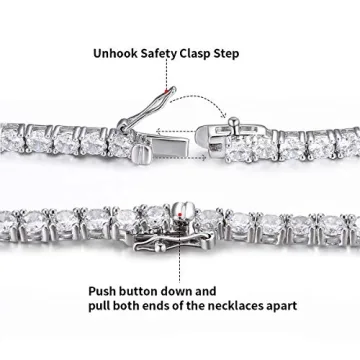 MDFUN Tennis Necklace 18K White Gold Plated 6mm Brilliant Cut