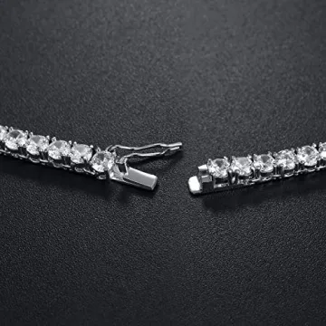 MDFUN Tennis Necklace 18K White Gold Plated 6mm Brilliant Cut