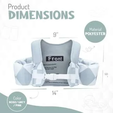 KIDSco Swim Vest for Kids 30-50 lbs | Toddler Swimming Aid with Shoulder Strap and Water Wings | Cute Swim Floaties for Boys and Girls 2 to 6 Years for Pool and Beach (Tan Checkerboard)