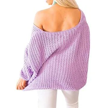 Imily Bela Off The Shoulder Lavender Oversized Sweater
