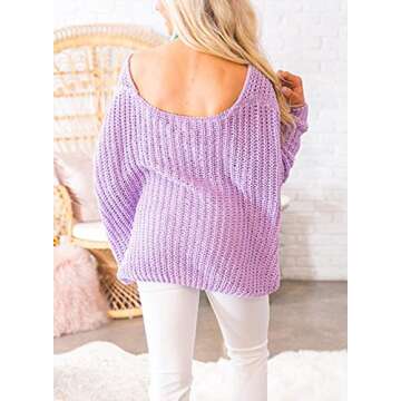 Imily Bela Off The Shoulder Lavender Oversized Sweater