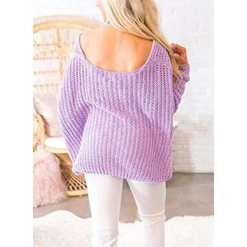 Imily Bela Off The Shoulder Lavender Oversized Sweater