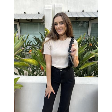 ZESICA Women's Short Sleeve Crewneck T Shirt 2024 Summer Essence