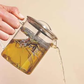 Rishi Tea Simple Brew Teapot - For 12oz Loose Tea Preparation, Built-in Strainer, Everyday Teaware, Easy to Clean, Borosilicate Glass, Enjoy Hot or Iced Tea - 400ml