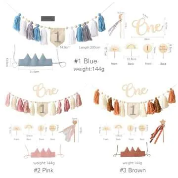 1st Birthday Decorations Girl or Boy First Birthday High Chair Banner 1st Birthday Hat One Cake Topper Sweet and Soft High Chair Banner First Birthday Girl Baby First Birthday Crown (Pink)