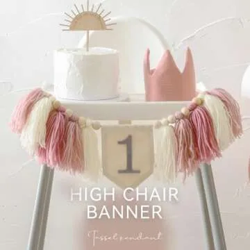 1st Birthday Decorations Girl or Boy First Birthday High Chair Banner 1st Birthday Hat One Cake Topper Sweet and Soft High Chair Banner First Birthday Girl Baby First Birthday Crown (Pink)