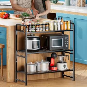 GEORIS 3 Tier Shelving Unit, Heavy Duty Metal Wire Shelf 30 Inch Wide Storage Rack for Pantry Kitche...