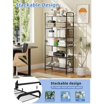 GEORIS 3 Tier Heavy Duty Metal Wire Shelf - Stackable